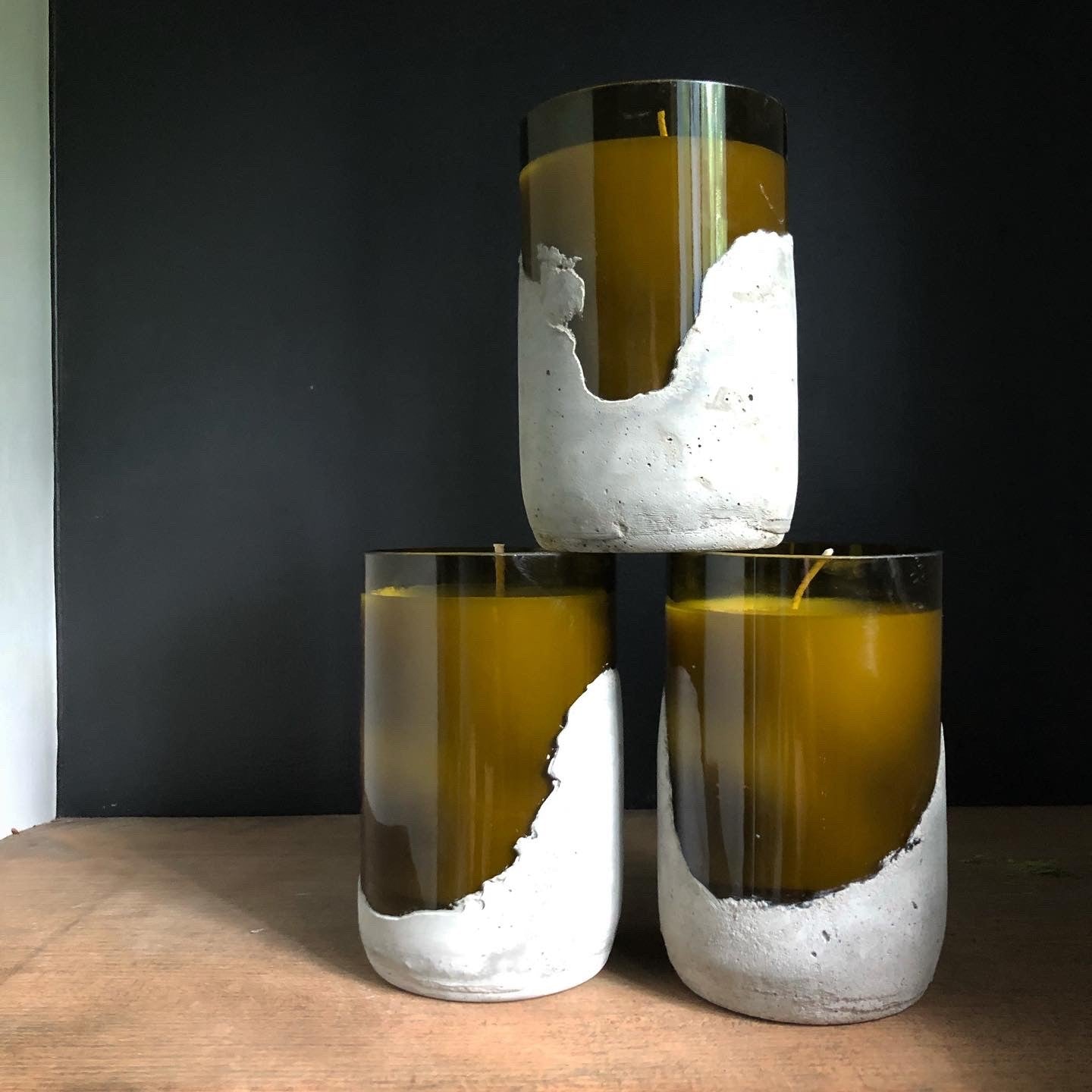Concrete Dipped Wine Bottle Candles